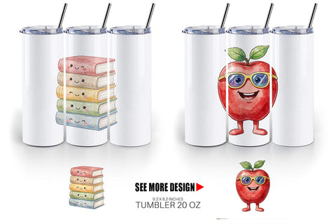 Tumbler Groovy 70s School Mascot Watercolor Sublimation artnoy 