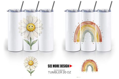 Tumbler Groovy 70s School Nostalgia Watercolor Sublimation artnoy 