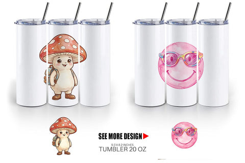 Tumbler Groovy 70s School Nostalgia Watercolor Sublimation artnoy 