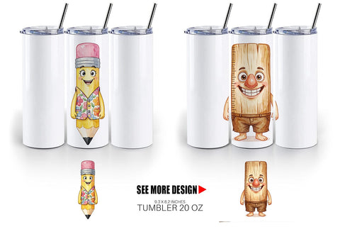 Tumbler Groovy 70s School Supply Sublimation artnoy 