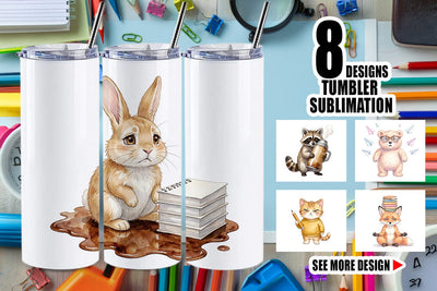 Tumbler Groovy 70s Teacher Animal Watercolor Sublimation artnoy 