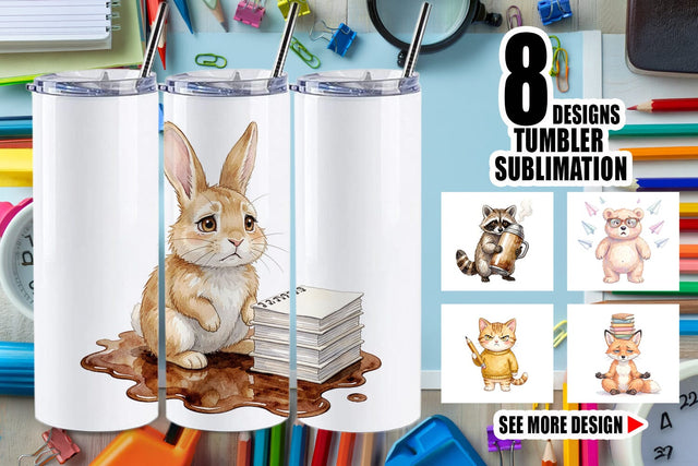 Tumbler Groovy 70s Teacher Animal Watercolor Sublimation artnoy 