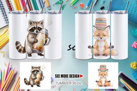 Tumbler Groovy 70s Teacher Animal Watercolor Sublimation artnoy 