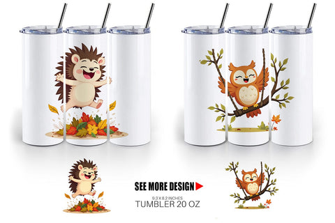Tumbler Groovy Fall Critters Sublimation artnoy 