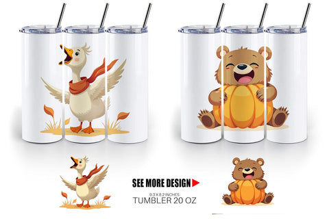 Tumbler Groovy Fall Critters Sublimation artnoy 