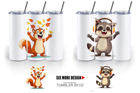 Tumbler Groovy Fall Critters Sublimation artnoy 