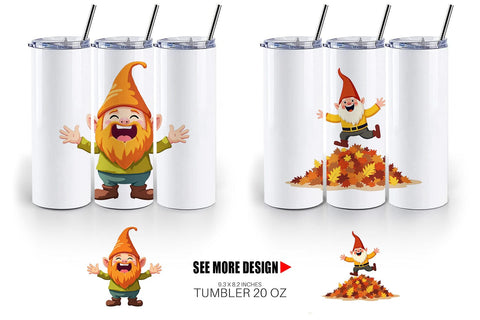 Tumbler Groovy Fall Gnomes Sublimation artnoy 