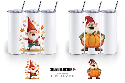 Tumbler Groovy Fall Gnomes Sublimation artnoy 