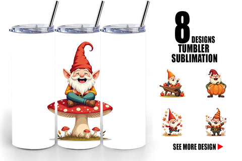 Tumbler Groovy Fall Gnomes Sublimation artnoy 
