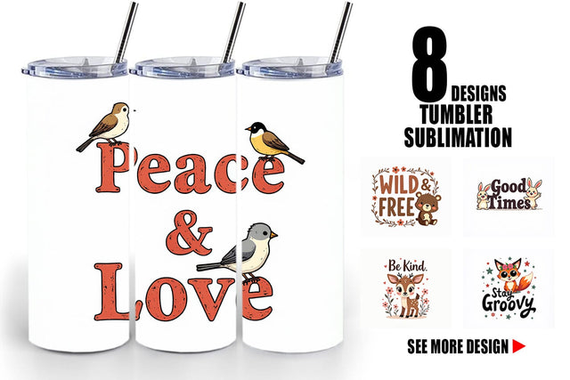 Tumbler Groovy Friends Vintage Kawaii Animal Quote Sublimation artnoy 