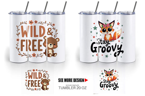 Tumbler Groovy Friends Vintage Kawaii Animal Quote Sublimation artnoy 