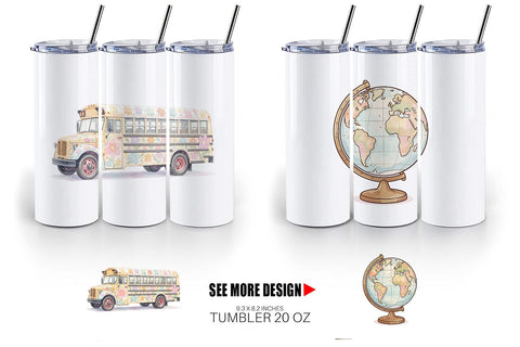 Tumbler Groovy Retro School Day Watercolor Sublimation artnoy 