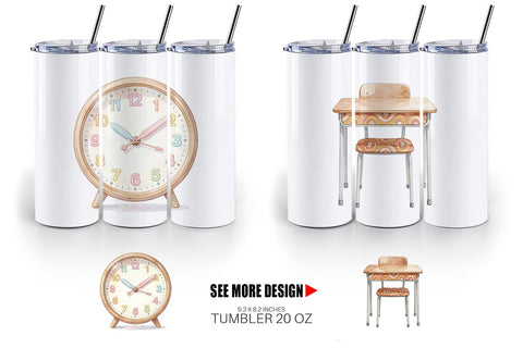 Tumbler Groovy Retro School Day Watercolor Sublimation artnoy 