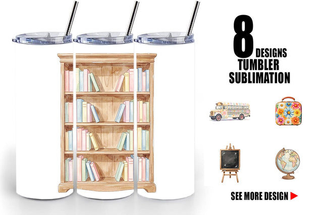 Tumbler Groovy Retro School Day Watercolor Sublimation artnoy 