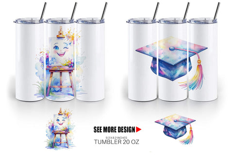 Tumbler Groovy School Icons Sublimation artnoy 
