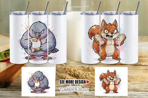 Tumbler Grumpy Anti Diet Animal Watercolor Sublimation artnoy 