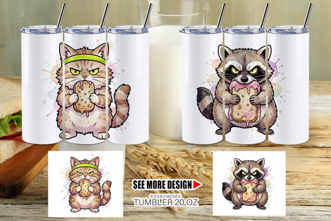 Tumbler Grumpy Anti Diet Animal Watercolor Sublimation artnoy 