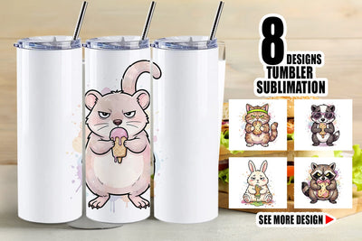 Tumbler Grumpy Anti Diet Animal Watercolor Sublimation artnoy 