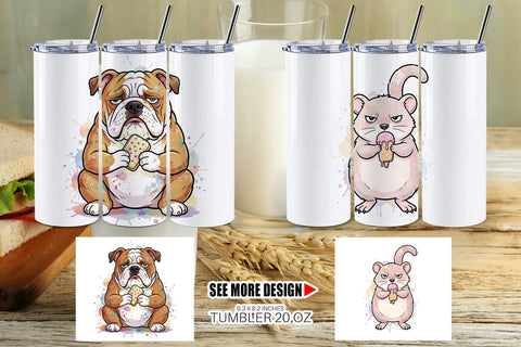 Tumbler Grumpy Anti Diet Animal Watercolor Sublimation artnoy 