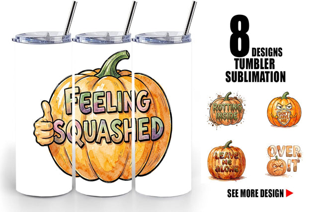 Tumbler Grumpy Autumn Pumpkin Quote Sublimation artnoy 