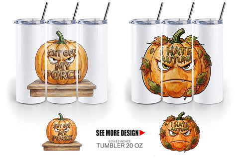 Tumbler Grumpy Autumn Pumpkin Quote Sublimation artnoy 