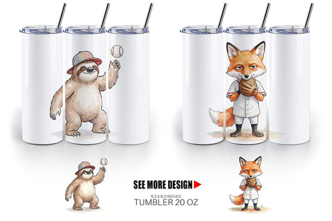 Tumbler Grumpy Baseball Outfielder Watercolor Sublimation artnoy 