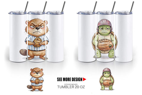 Tumbler Grumpy Baseball Outfielder Watercolor Sublimation artnoy 