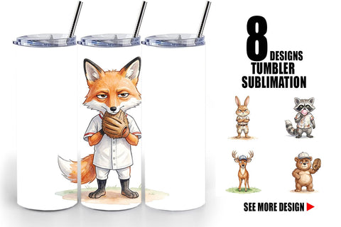 Tumbler Grumpy Baseball Outfielder Watercolor Sublimation artnoy 