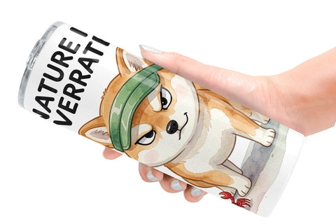 Tumbler Grumpy Beach Dog Sarcastic Watercolor Sublimation artnoy 