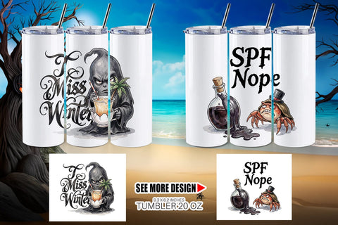 Tumbler Grumpy Beach Goth Typography Sublimation artnoy 