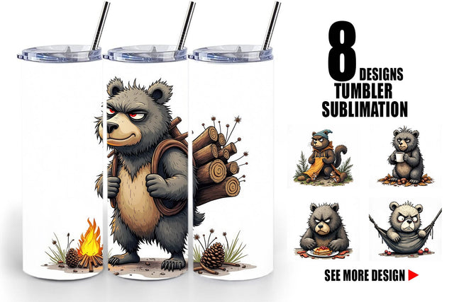 Tumbler Grumpy Bear Camp Sublimation artnoy 