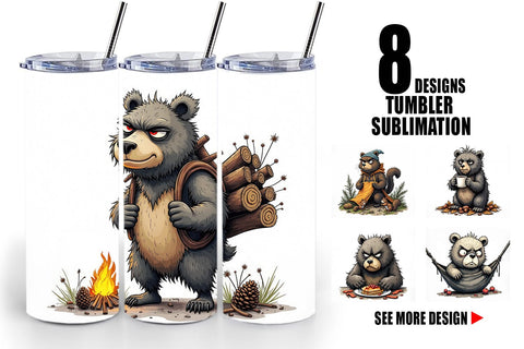 Tumbler Grumpy Bear Camp Sublimation artnoy 