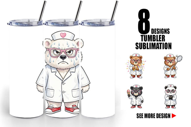Tumbler Grumpy Bear Nurse Attitude Sublimation artnoy 