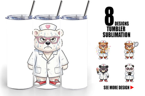 Tumbler Grumpy Bear Nurse Attitude Sublimation artnoy 