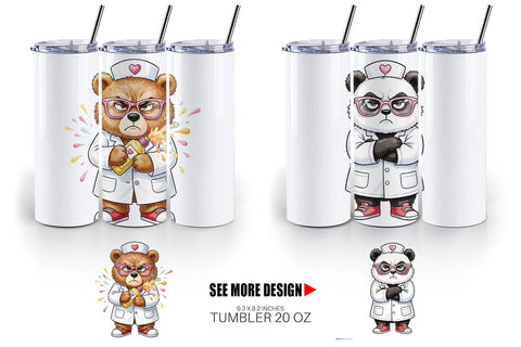 Tumbler Grumpy Bear Nurse Attitude Sublimation artnoy 