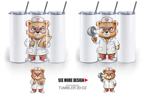 Tumbler Grumpy Bear Nurse Attitude Sublimation artnoy 