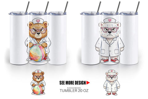 Tumbler Grumpy Bear Nurse Attitude Sublimation artnoy 