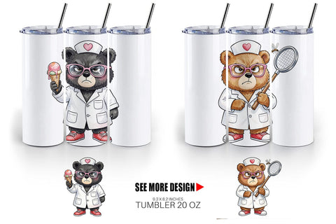 Tumbler Grumpy Bear Nurse Attitude Sublimation artnoy 