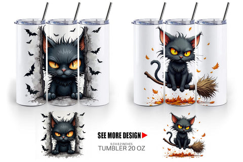 Tumbler Grumpy Black Cat Sublimation artnoy 