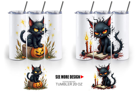 Tumbler Grumpy Black Cat Sublimation artnoy 