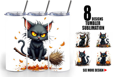 Tumbler Grumpy Black Cat Sublimation artnoy 