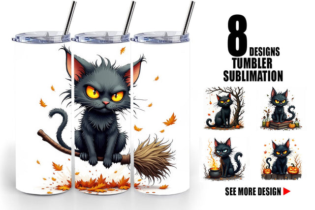 Tumbler Grumpy Black Cat Sublimation artnoy 
