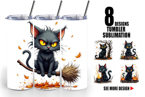Tumbler Grumpy Black Cat Sublimation artnoy 