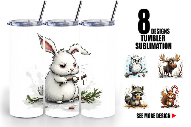 Tumbler Grumpy Christmas Critters Sublimation artnoy 