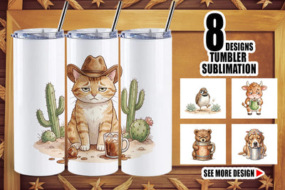 Tumbler Grumpy Desert Coffee Animal Watercolor Sublimation artnoy 
