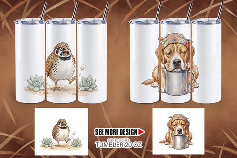 Tumbler Grumpy Desert Coffee Animal Watercolor Sublimation artnoy 