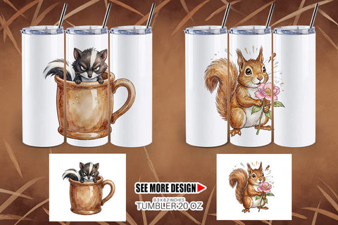 Tumbler Grumpy Desert Coffee Animal Watercolor Sublimation artnoy 
