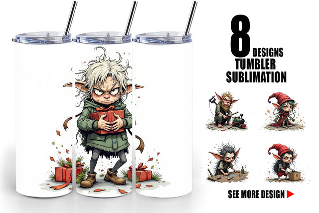 Tumbler Grumpy Elf Workshop Sublimation artnoy 