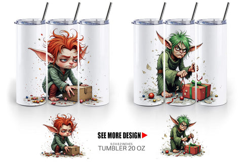 Tumbler Grumpy Elf Workshop Sublimation artnoy 