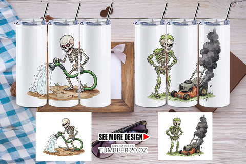 Tumbler Grumpy Garden Dad Bone Watercolor Sublimation artnoy 